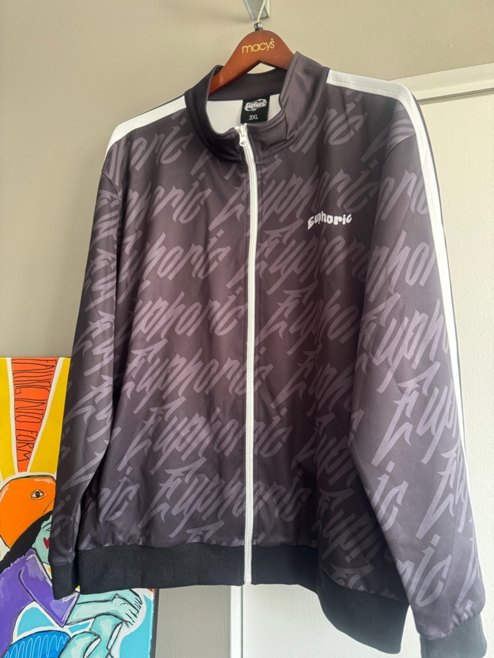 Euphoric 777 Rare 3XL Graffiti Track Jacket – Angel # Manifestation Streetwear